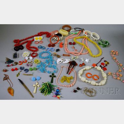 Group of Bakelite, Lucite, and Plastic Jewelry