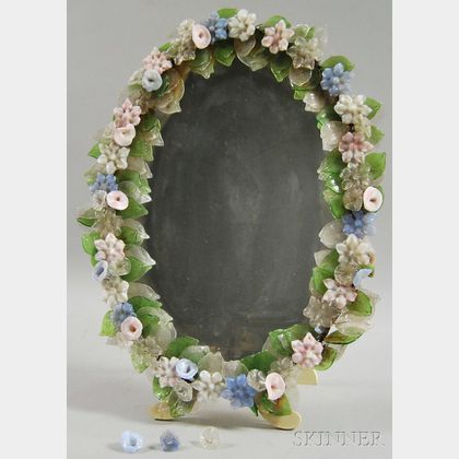 Venetian Art Glass Wreath of Flowers Dressing Mirror