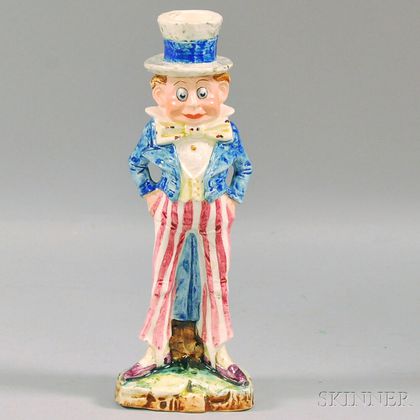 Majolica Palmer Cox Brownie Uncle Sam Candlestick