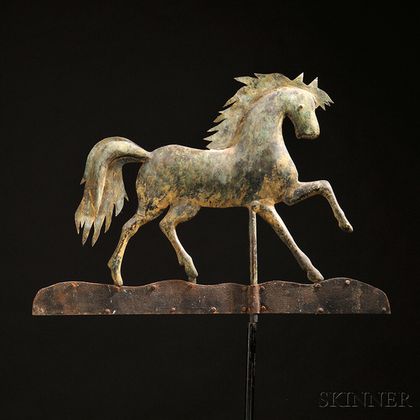Gilded Molded Copper and Sheet Iron Prancing Horse Weathervane