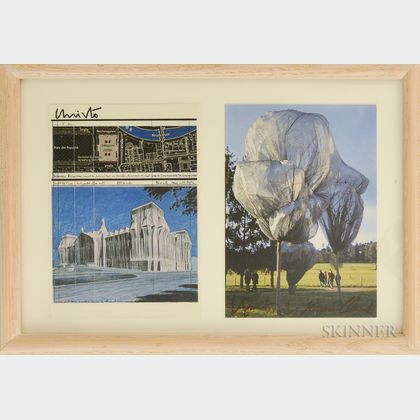 After Christo (American, b. 1935) and Jeanne-Claude (French, 1935-2009),Two Postcards: Wrapped Reichstag , Berlin