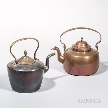 Two Copper Hot Water Kettles
