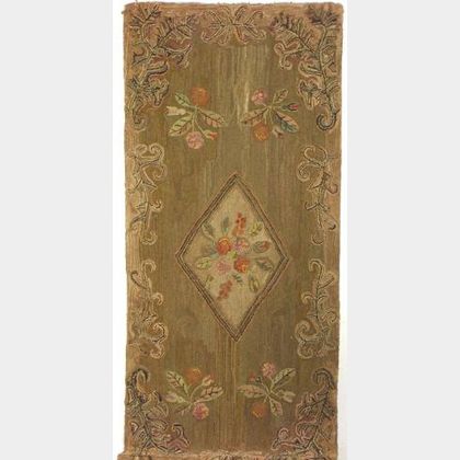 Wool and Cotton Floral Hooked Rug