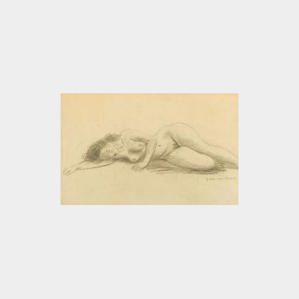 Raphael Soyer (Russian/American, 1899-1987) Reclining Female Nude