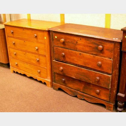Two Late Victorian Cottage Pine Four-Drawer Chests. 