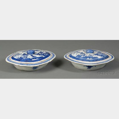Two Canton Covered Porcelain Serving Dishes