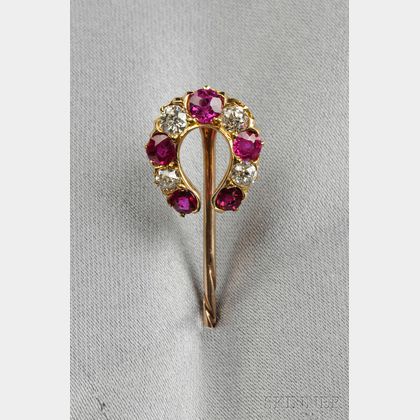 Antique Gold, Ruby, and Diamond Stickpin