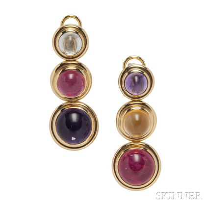 18kt Gold Gem-set Earrings, Paloma Picasso for Tiffany & Co.