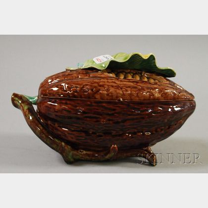 Majolica Melon-form Figural Covered Dish