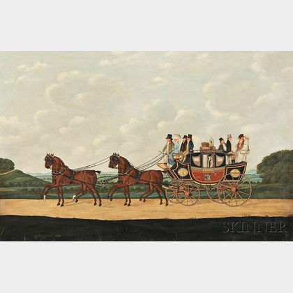 John Cordrey (British, 1765-1825) Messrs. J. Moseley & T. Fuller's London-Eastbourne Coach