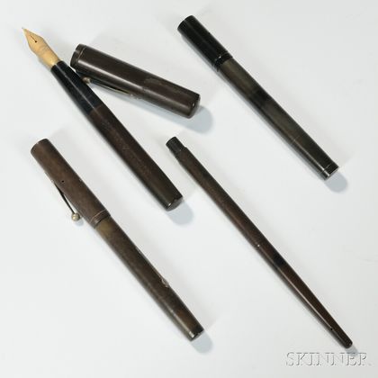 Four Waterman Black Hard Rubber Fountain Pens