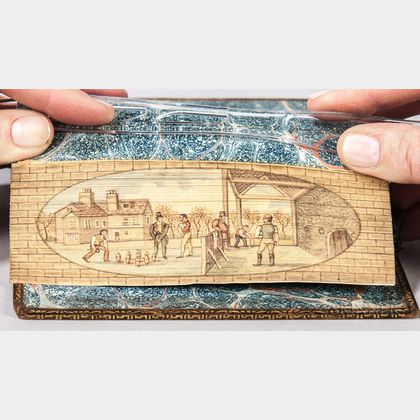 Fore-edge Painting, Men Playing at Bowls.