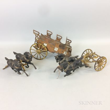 Polychrome Painted Cast Iron Horse and Carriage