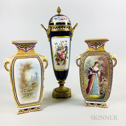 Three Continental Ceramic Vases Decorated with Figural Scenes