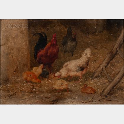 Philbert Leon Couturier (French, 1832-1901) Chickens in a Barnyard