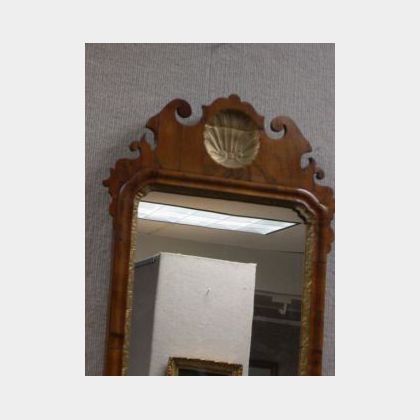 Queen Anne Style Parcel-gilt and Walnut Mirror. 