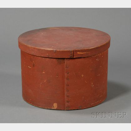 Large Round Red-painted Wooden Pantry Box