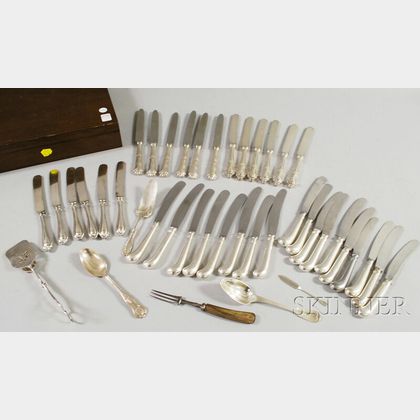 Group of Assorted Sterling Silver, Coin Silver, and Silver-plated Knives