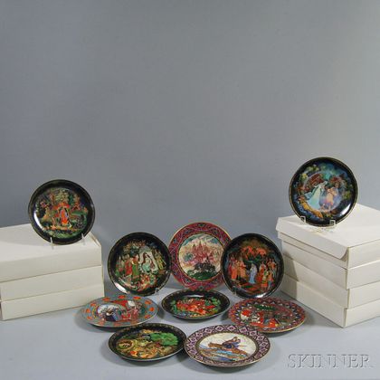 Ten Heinrich Villeroy & Boch "The Russian Fairy Tales" Collectible Plates