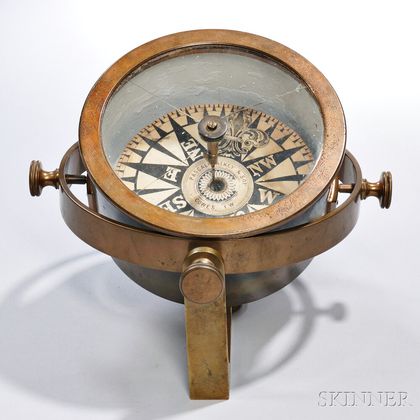 Gimbaled Brass Ship's Compass