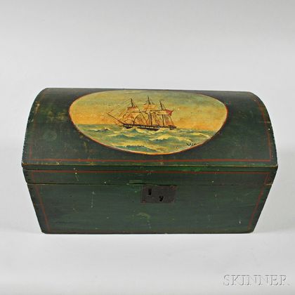 Green-painted Dome-top Document Box