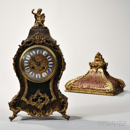 French Boulle Mantel Clock and Bracket