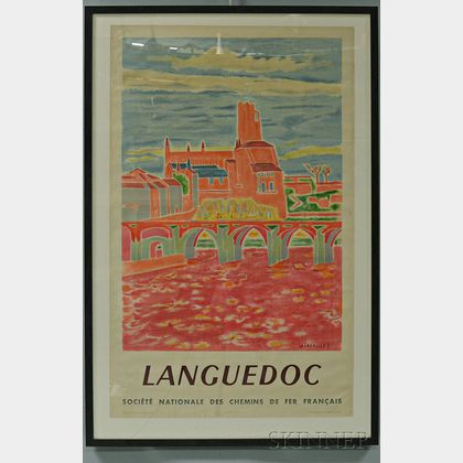 Framed French National Railways Company "Languedoc" Travel Poster