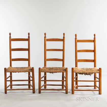 Three Shaker Ladder-back Chairs