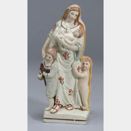 Pearlware Figural Group Depicting Charity