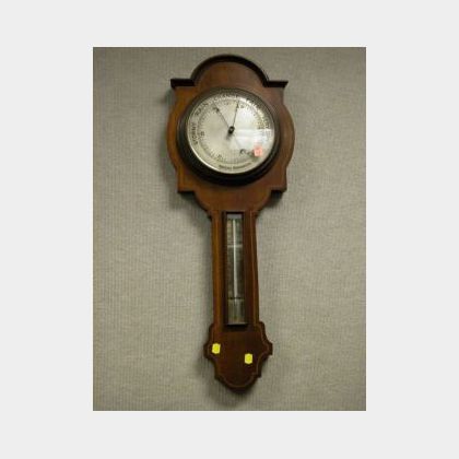 Mahogany Inlaid Aneroid Barometer. 