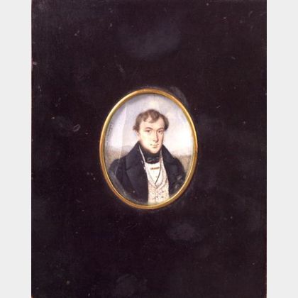 Pierre Jean-Richard Lachaisnes (French, 1789-?) Miniature Portrait of a Gentleman.