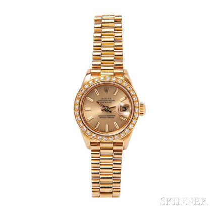 18kt Gold "Oyster Perpetual Datejust" Wristwatch, Rolex