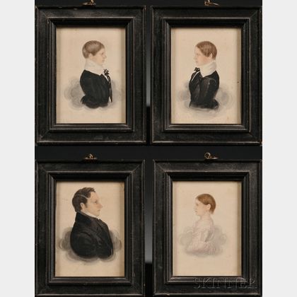 James Sanford Ellsworth (American, 1802/03-1874) Portraits of Cyrus Blount of Boston and His Three Children.