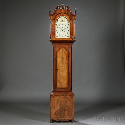 Highly Figured Mahogany Veneer Tall Clock