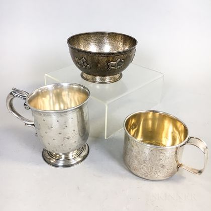 Three Pieces of Sterling Silver Children's Tableware