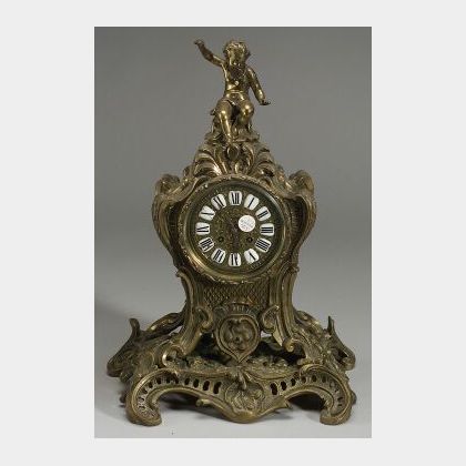 Louis XV Style Bronze Mantel Clock. 