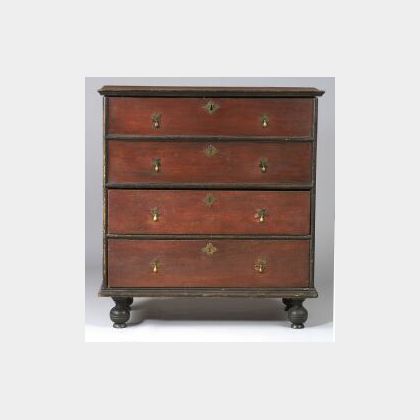 William and Mary Painted Pine Blanket Chest