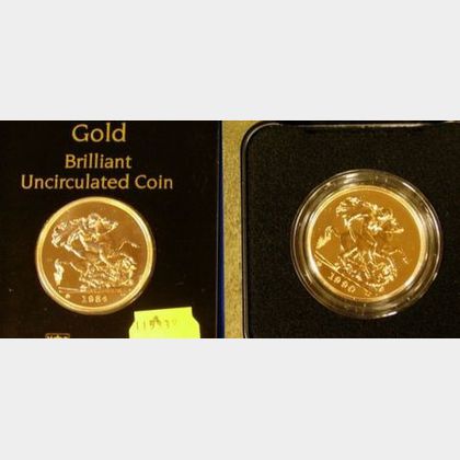 1984 and 1990 United Kingdom Five Pound Brilliant Uncirculated Gold Coins