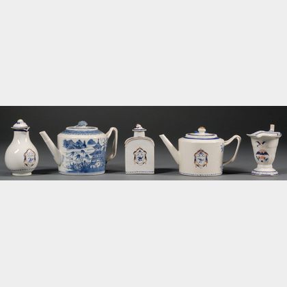 Five Chinese Export Porcelain Teaware Items