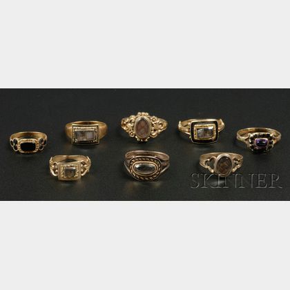 Eight Gold Mourning Rings