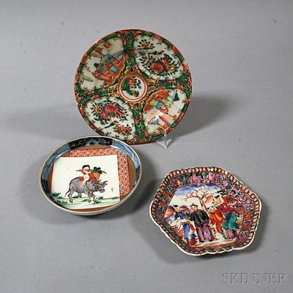 Three Chinese and Japanese Porcelain Dishes