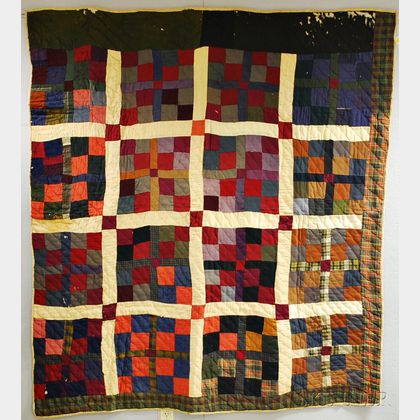 Pieced Linsey-woolsey Quilt and a "Four Patch" Quilt