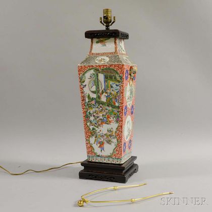 Famille Verte Vase Mounted as a Lamp