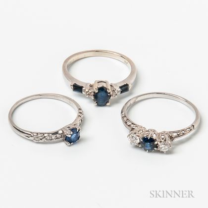 Three Sapphire and Diamond Rings