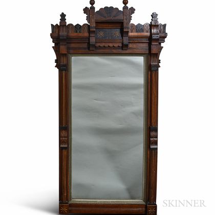 Renaissance Revival Scratch-carved Walnut Mirror