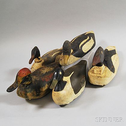 Five Carved and Painted Duck Decoys