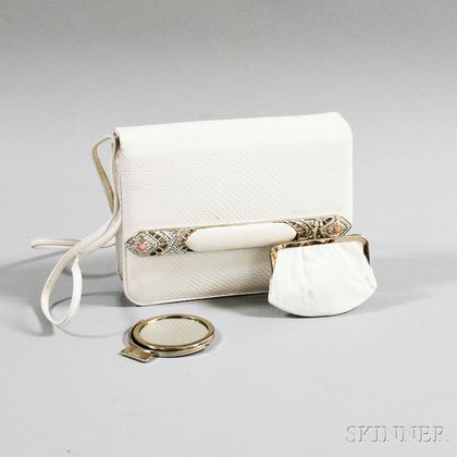 Judith Leiber Vintage White Snakeskin Evening Bag