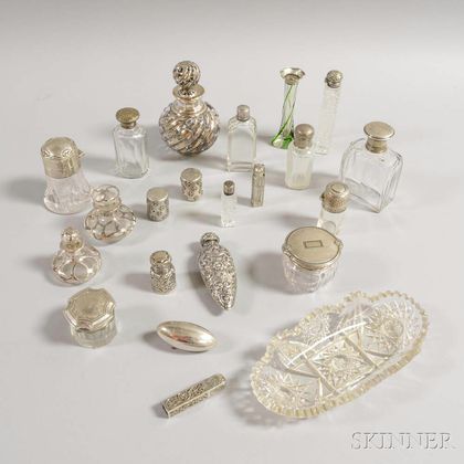 Group of Glass and Sterling Silver Vanity Items