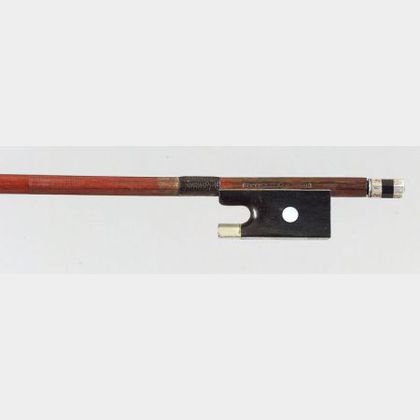 French Silver Mounted Violin Bow, Charles N. Bazin