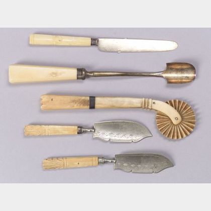 Five Ivory and Ivory-Handled Items